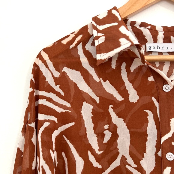Sheer Brown Zebra Button-Up - Picture 3 of 3